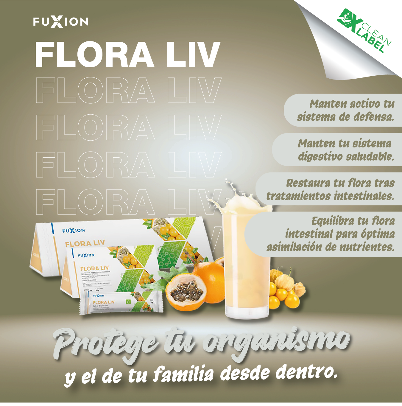 FLORA LIV – Bebida sabor Granadilla (Caja 28 x 5 g)