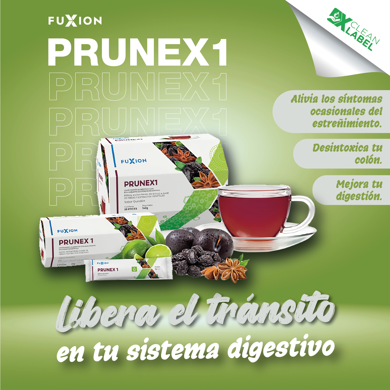 PRUNEX 1 – Té sabor Guindón (Caja 28 x 5 g)