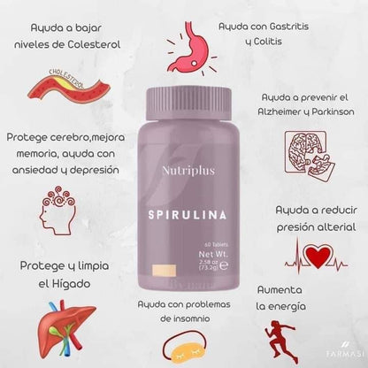 Nutriplus - Espirulina – Complemento Alimenticio (60 tabletas)