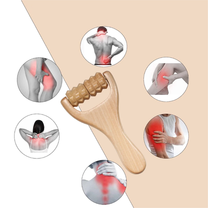 Rodillo de Madera para Masaje Terapéutico y Muscular – Herramienta Ergonómica de Bienestar