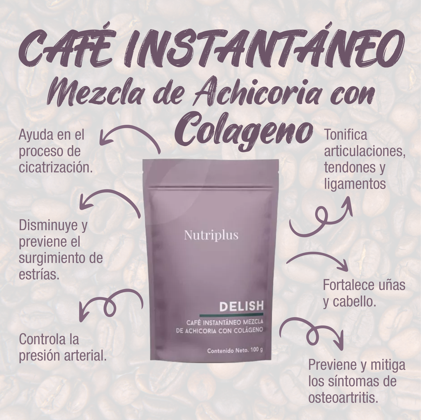 Delish – Café Instantáneo Mezcla de Achicoria con Colágeno