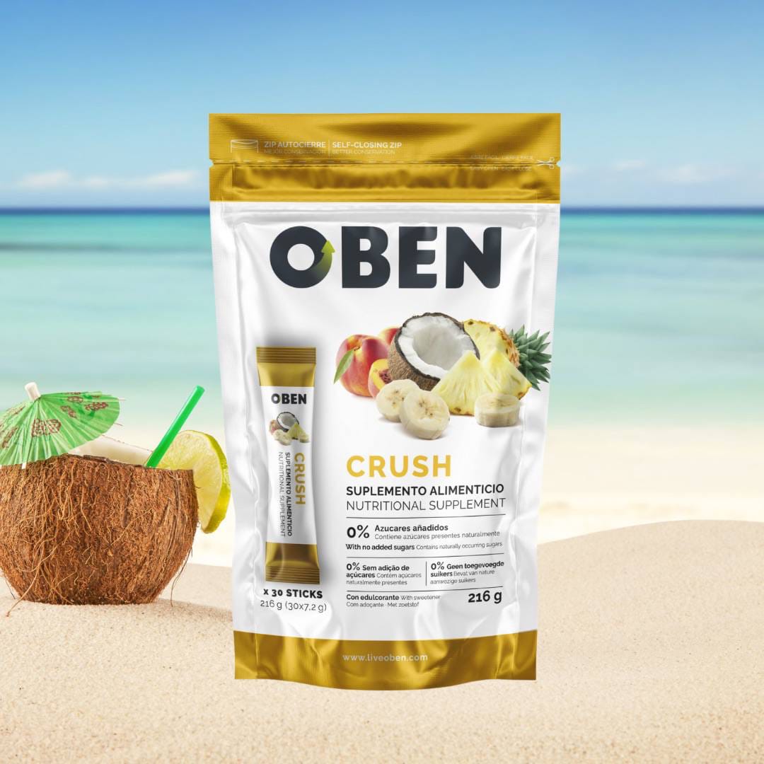 Oben Crush, complemento alimenticio natural para acelerar el metabolismo y controlar el apetito, ideal para un estilo de vida saludable.